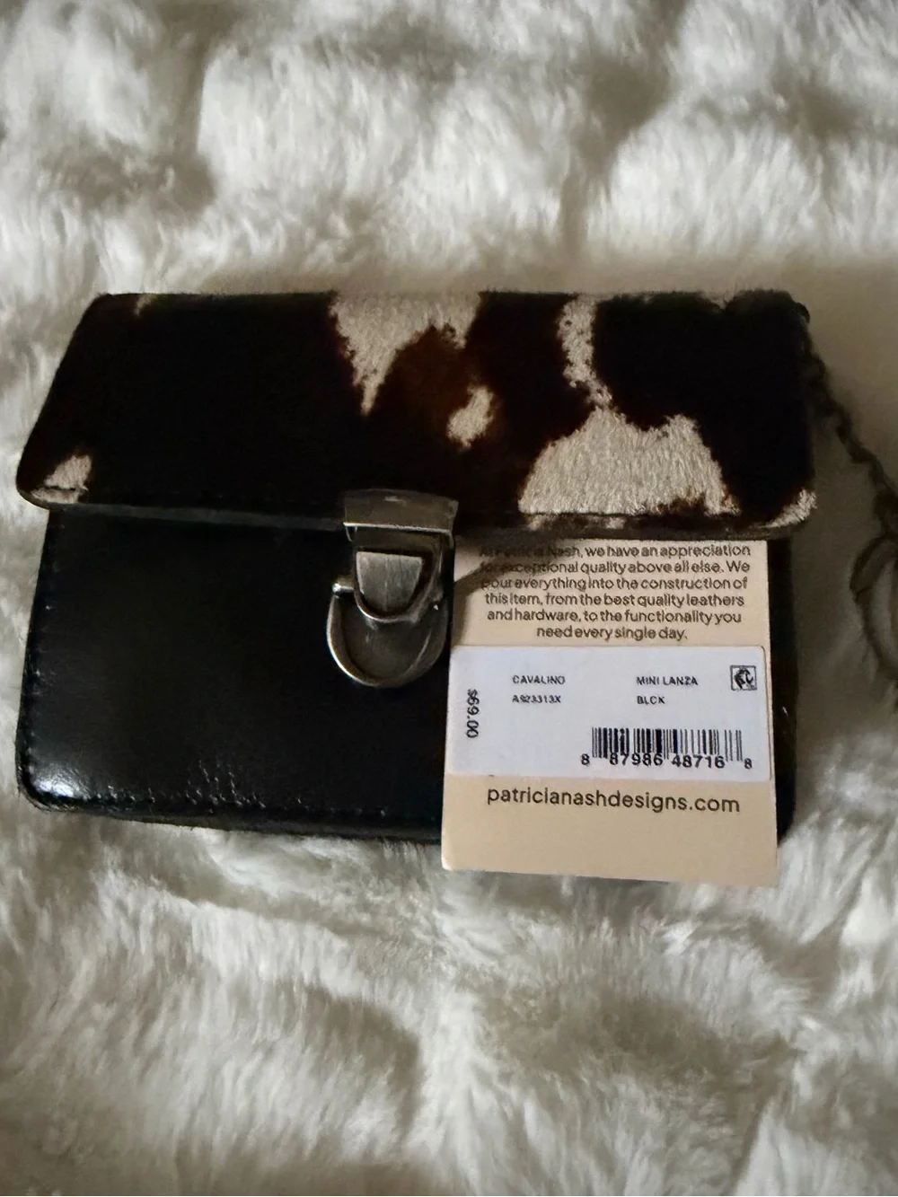 Patricia Nash Black Leather and Cowhide Clutch Wallet NWT
